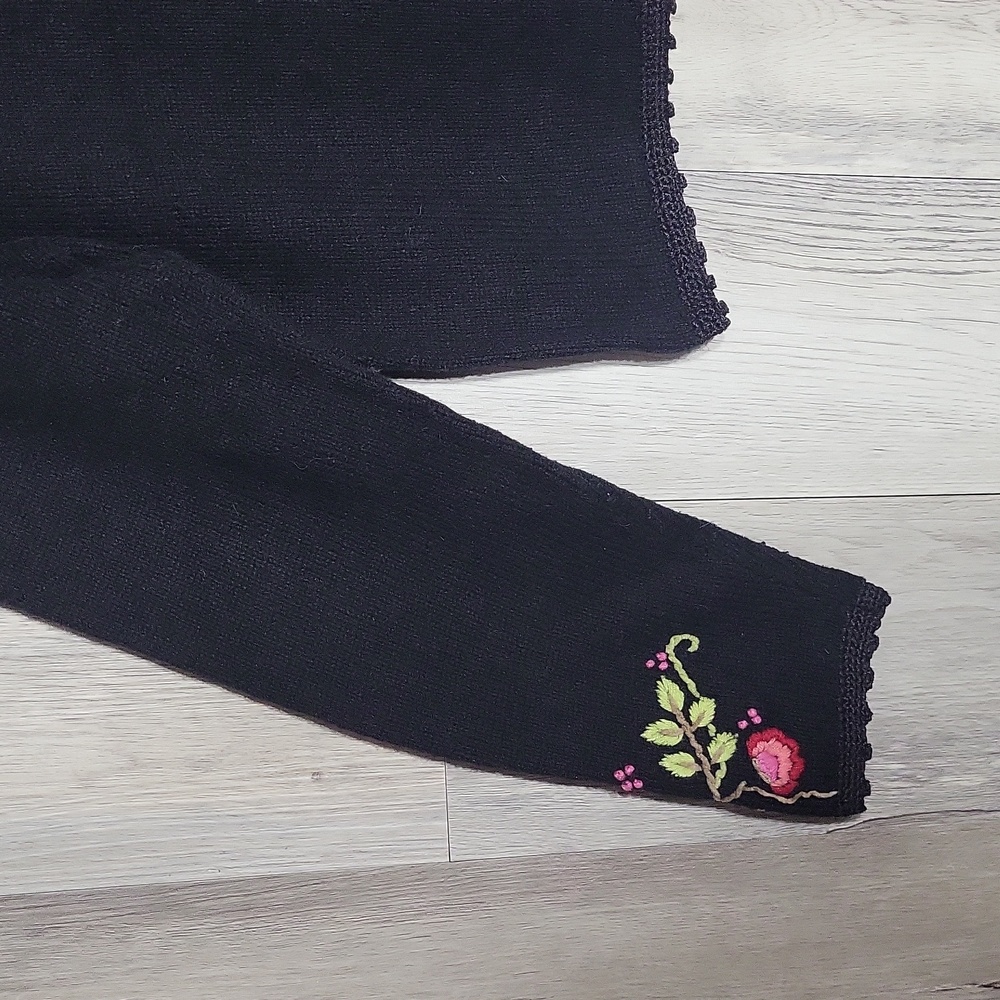 Christopher‎ & Banks Womens L Vintage Hand Embroidered Sweater Wool Grannycore - Picture 3 of 11